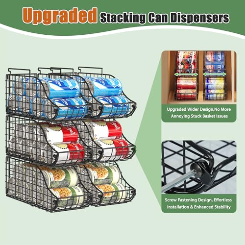 6 Pack Stackable Can Organizer for Pantry Cabinet Food Storage (6 Count)
