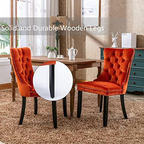 Orange Velvet Dining Chairs Set of 4 (4 Count)