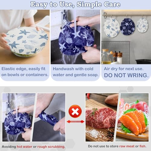 5Pcs Reusable Beeswax Elastic Bowl Covers for Bread Proofing and Food Cover (5 Count)