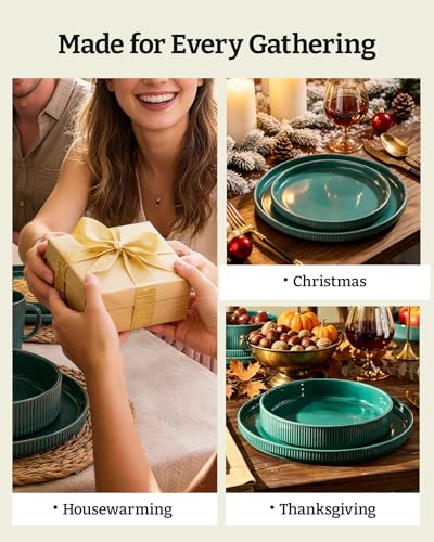 Stoneware Dinnerware Set with Pasta Bowls (24 Count)