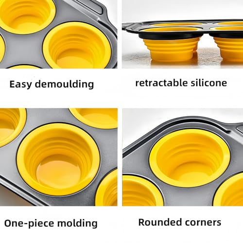 12 Cups Silicone Muffin Pans for Baking with Metal Frame