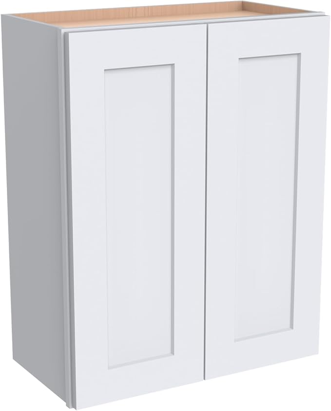 Wall-Mounted Cabinet – Solid Wood Shaker Style Medicine Cabinet with Adjustable Shelves & Soft-Close Doors for Bathroom, Kitchen, and Office Storage (White, 42" W x 12" D x 30" H)