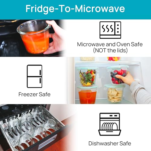 10Pack 22oz and 5pack Glass Storage Containers with Snap Airtight Lids (8 Count)