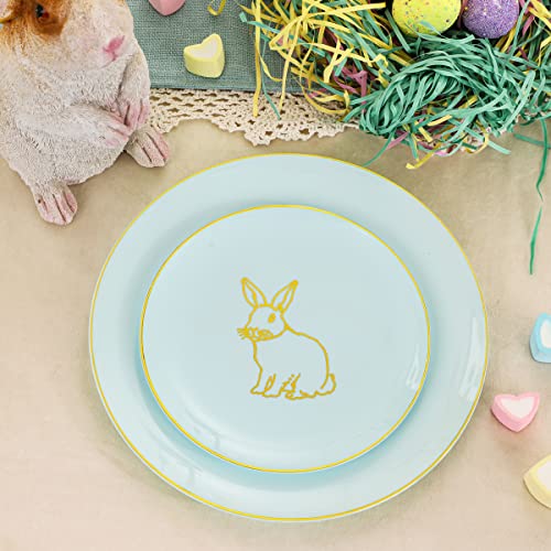 60 Pieces Easter plates with Gold Bunny (60 Count)