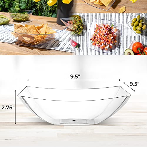 4 Pack Disposable Clear Plastic Serving Bowls Square Party Candy Use 64oz (4 Count)