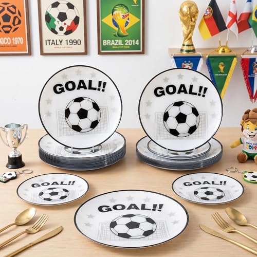 20 White Plastic Soccer Plates