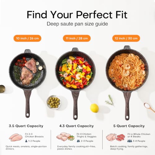 Nonstick Deep Frying Pan Skillet with Lid