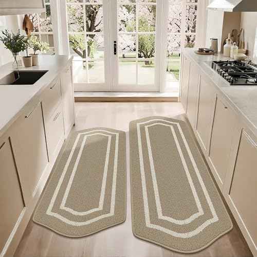 Kitchen Rugs Set of 2PCS Non Slip Kitchen Mats for Floor