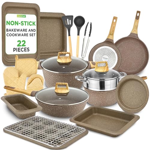 22‑Piece Non‑Stick Ceramic Pots and Pans Set