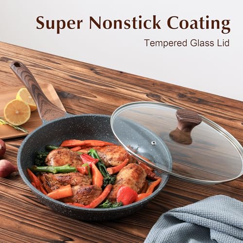 11inch Nonstick Frying Pan Chef's Pan with Glass Lid