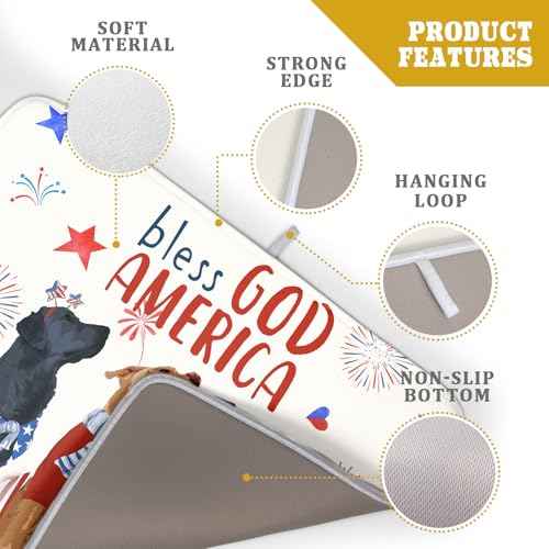 4th of July Patriotic Dogs Dish Drying Mat American Independence Day Dish Dry Pad 18"x24" Absorbent Dishes Drainer Mat for Kitchen Counter