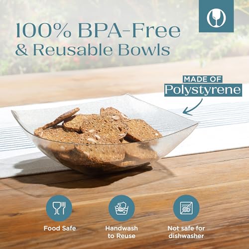 4 Pack Disposable Gold Plastic Serving Bowls Square Party Candy Use 32oz (4 Count)