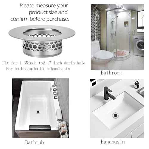 Hair Catcher Shower Drain Bathtub Lavatory Sink Drain Strainer for Laundry (2 Count)