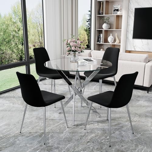 36" Round Glass Dining Table Set for 4 (5 Count)