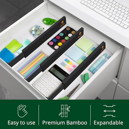 Bamboo Drawer Dividers Organizers (4 Count)