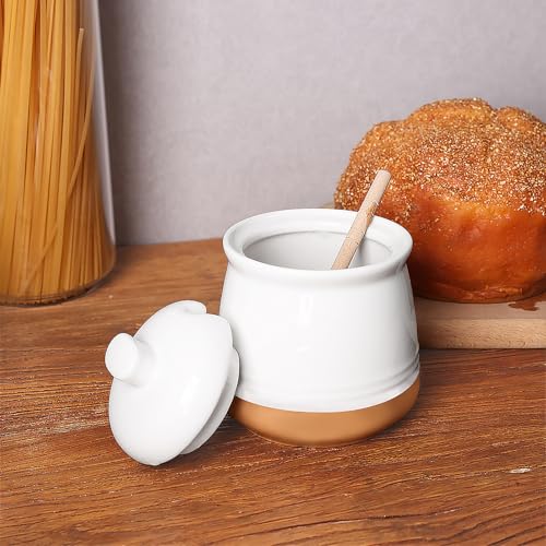 Honey jar with Lid and Wooden Dipper (12 Ounce)