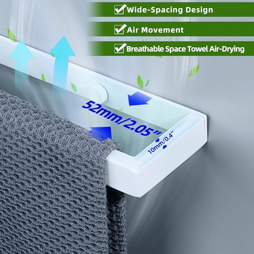 White Hand Towel Holder Towel Bar for Bathroom Wall Mounted 16 Inch