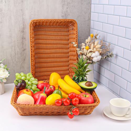 6 Pack 16 Inch Brown Wicker Bread Basket (6 Count)