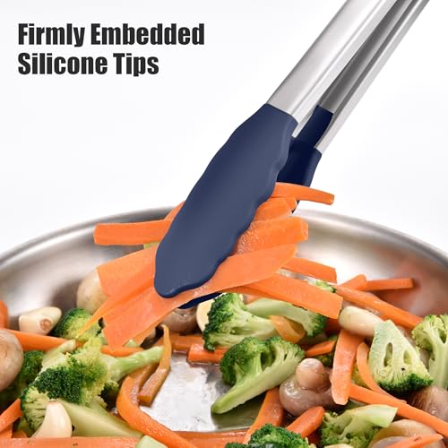 Kitchen Tongs with Silicone Tips for Cooking Serving