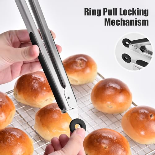 Kitchen Tongs with Silicone Tips for Cooking Serving