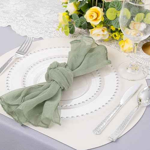 100PCS Clear Plastic Plates with Silver Beads for Bridal Showers (100 Count)