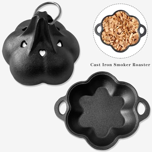 Pre Seasoned Cast Iron Smoker & Garlic Roaster with Airflow Lid