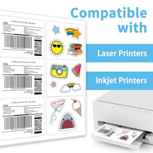 6 up 3-1/3“ x 4” Sticker Labels Shipping Address Labels for Laser & Inkjet Printers, 100 Sheets, Total 600 Labels (600 Count)