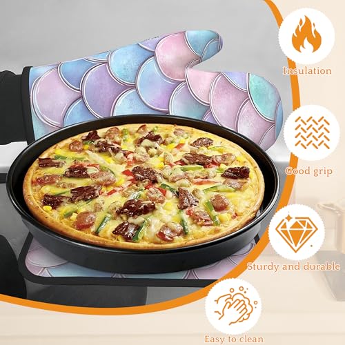 Pink Fish Scales Oven Mitts and Pot Holders Set (4 Count)