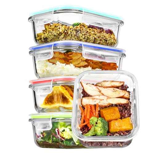 5Pack 22oz Glass Storage Containers with Lids (5 Count)