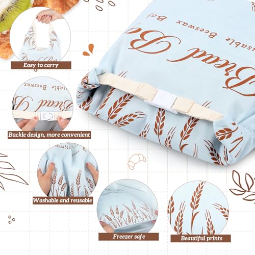4 Pcs Cotton Beeswax Bread Bags for Sourdough 13 x 17inch Reusable (4 Count)
