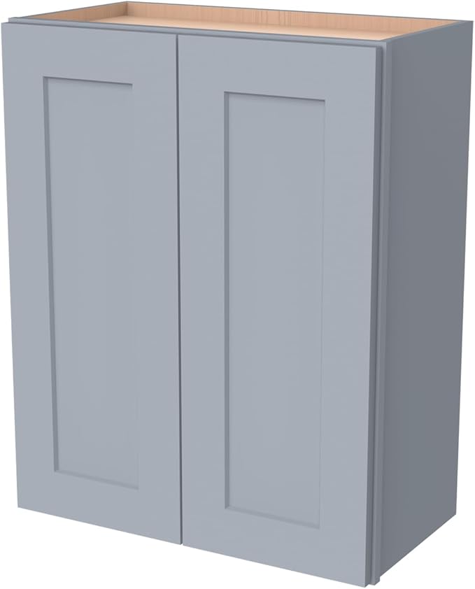 Wall-Mounted Cabinet – Solid Wood Shaker Style Medicine Cabinet with Adjustable Shelves & Soft-Close Doors for Bathroom, Kitchen, and Office Storage (Grey, 36" W x 12" D x 30" H)