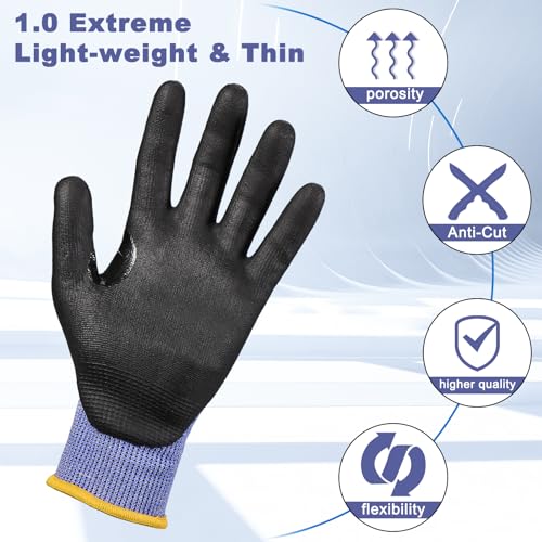 Level 5 A4 Cut Resistant Work Gloves (3 Count)