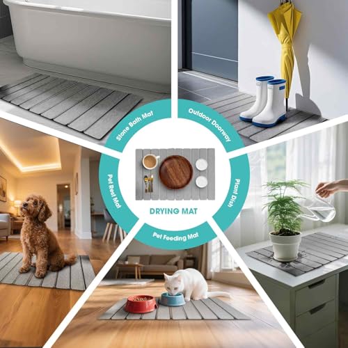Dish Drying Mat Stone Bath Mat Diatomaceous Earth Stone Drying Mat For Kitchen Counter Sink Bath Mat Quick Dry Non Slip Foldable Dish Drying Rack Mat Large
