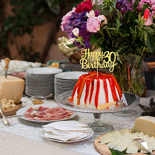 1 PCS Happy 30th Birthday Cake Topper Gold Glitter Cheers to 30 Years Birthday Cake Pick 30 Fabulous Cake Decoration for Happy 30th Birthday Anniversary Party Decorations Supplies