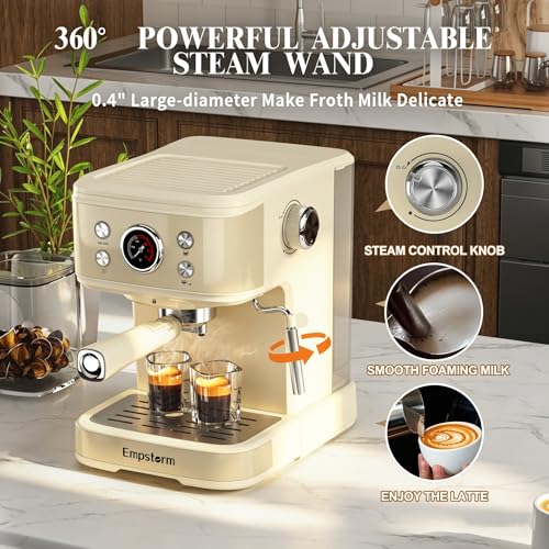 04E 20 Bar Espresso Machine with Milk Frother Steam 1100W White