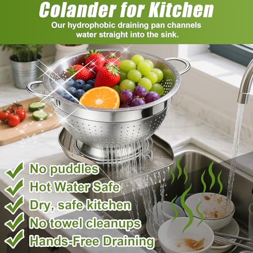 Stainless Steel Colander Set with Handles & Self