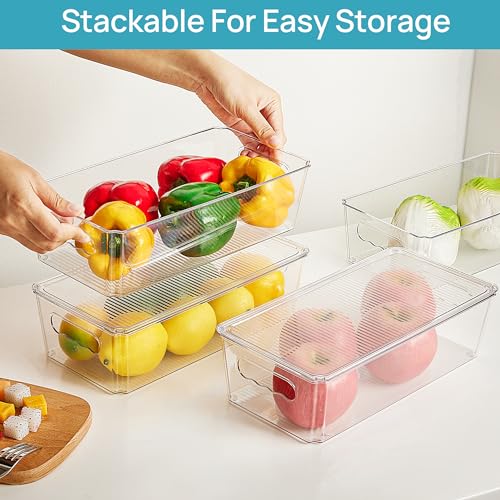 12pcs Clear Stackable Storage Bins with Lids (12 Count)