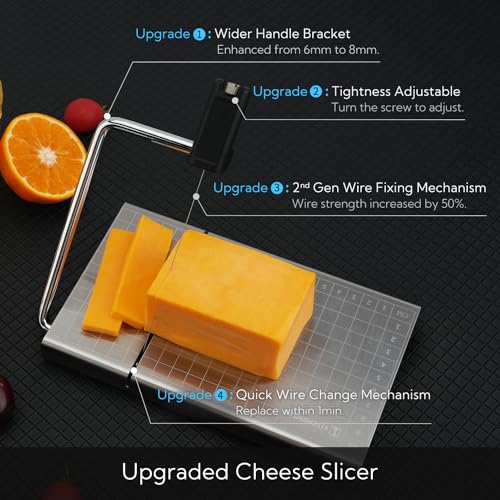 Replaceable Wire Cheese Slicer with Board and Measuring Grids