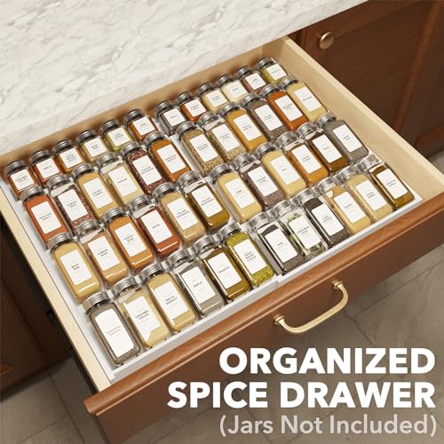 Bamboo White Spice Drawer Organizer