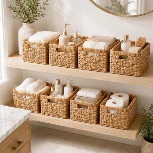 Wicker Storage Baskets for Shelves (4 Count)
