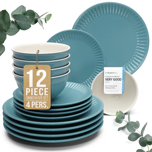 12 Piece Stoneware Dinnerware Set for 4 (12 Count)