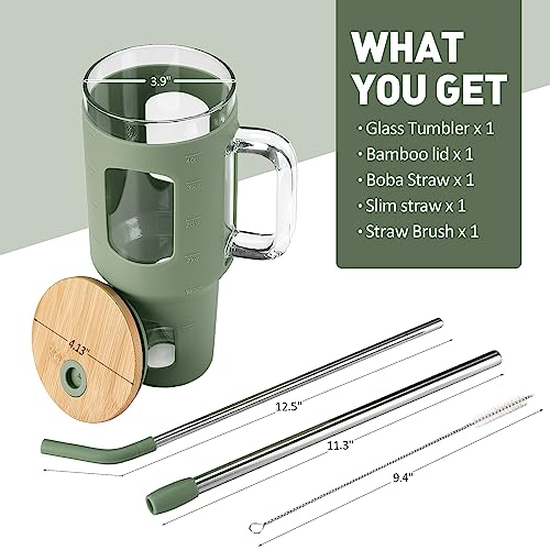 Glass Tumbler with Straw and Lid