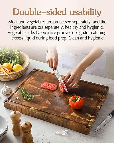 Large Thick End Grain Acacia Wood Cutting Board