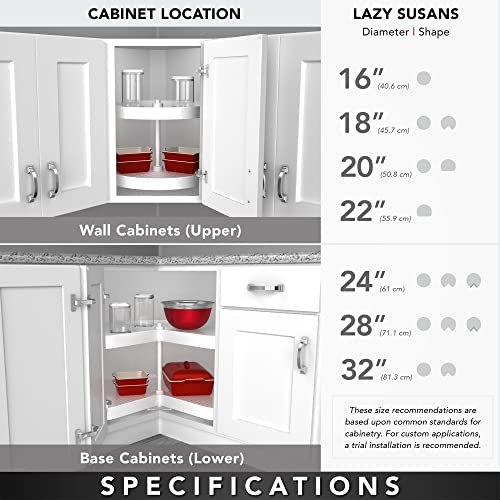 28" Kidney Shape Dual Tier Lazy Susan for Corner Base Cabinets
