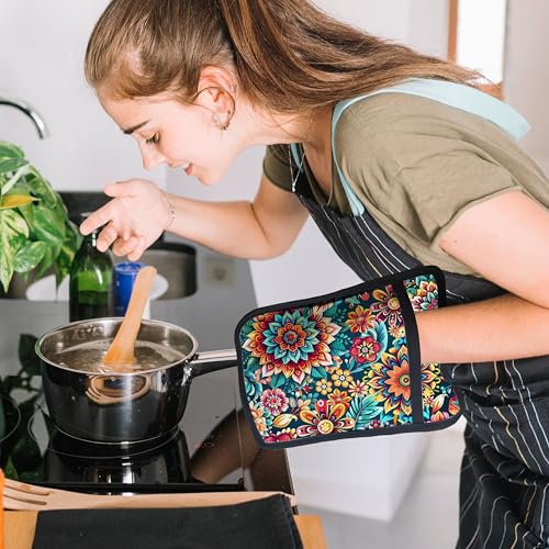 Vibrant Mandala Floral Pot Holders for Kitchen