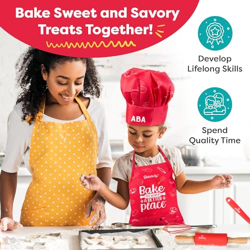 Adjustable Kids Chef Hat & Apron for Boys & Girls (7 Count)
