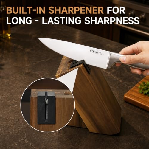 14PCS Knife Set with Block & Sharpener