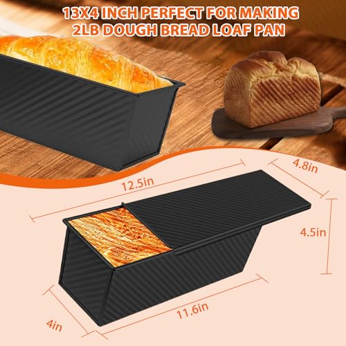 Non Stick Pullman Loaf Pan with Lid 13x4 Inch