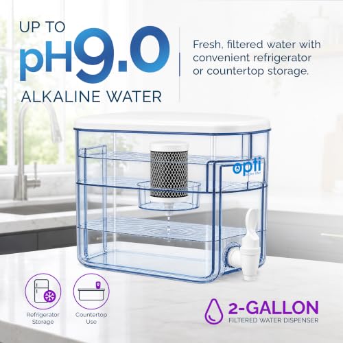 Opti Chill 2 Gallon Alkaline Water Filter Dispenser for Refrigerators