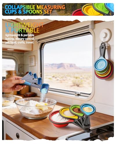 Collapsible Measuring Cups and Spoons Set with Funnel